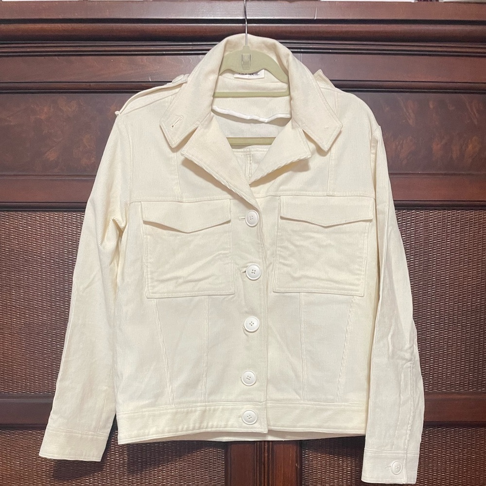 Frankie White Cream Boxy Corduroy Shacket Jacket Size S